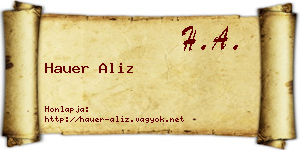 Hauer Aliz névjegykártya